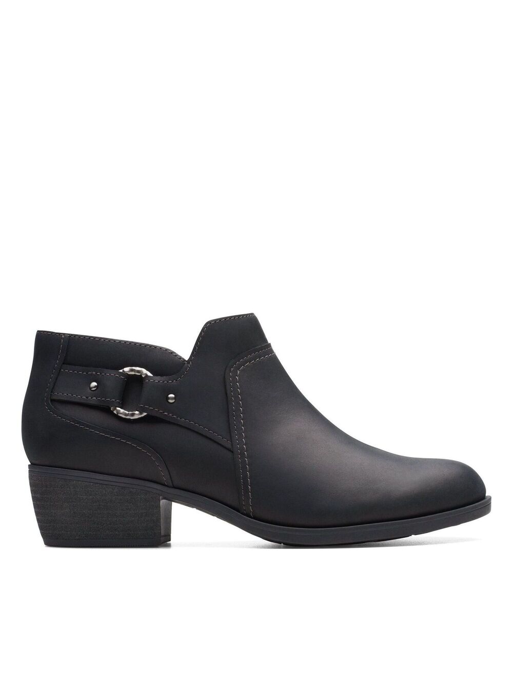 Clarks Charlten Grace In Black Nubuck Leather . Sz-6